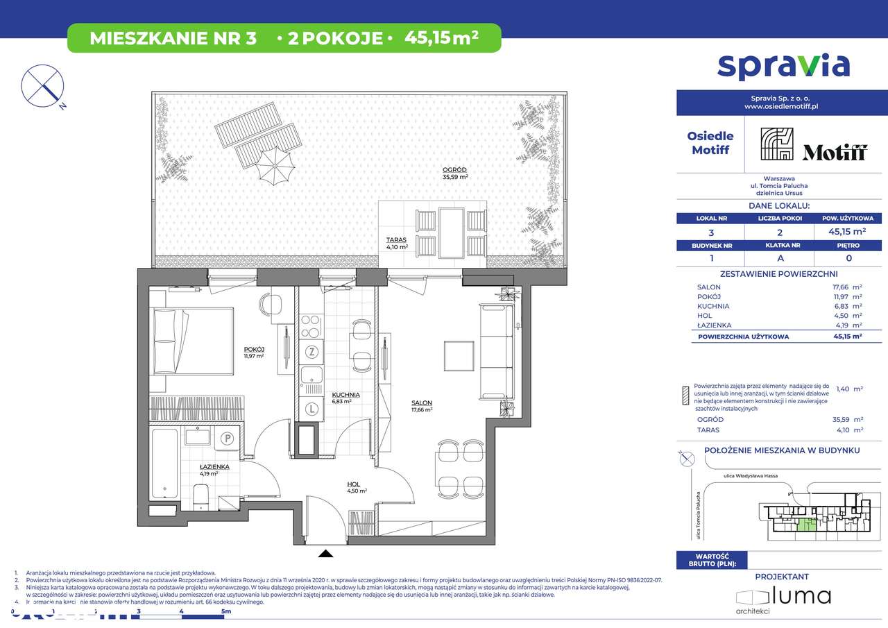 2-pokojowe mieszkanie 45m2 + ogródek - Pełny obrazek: 2/3