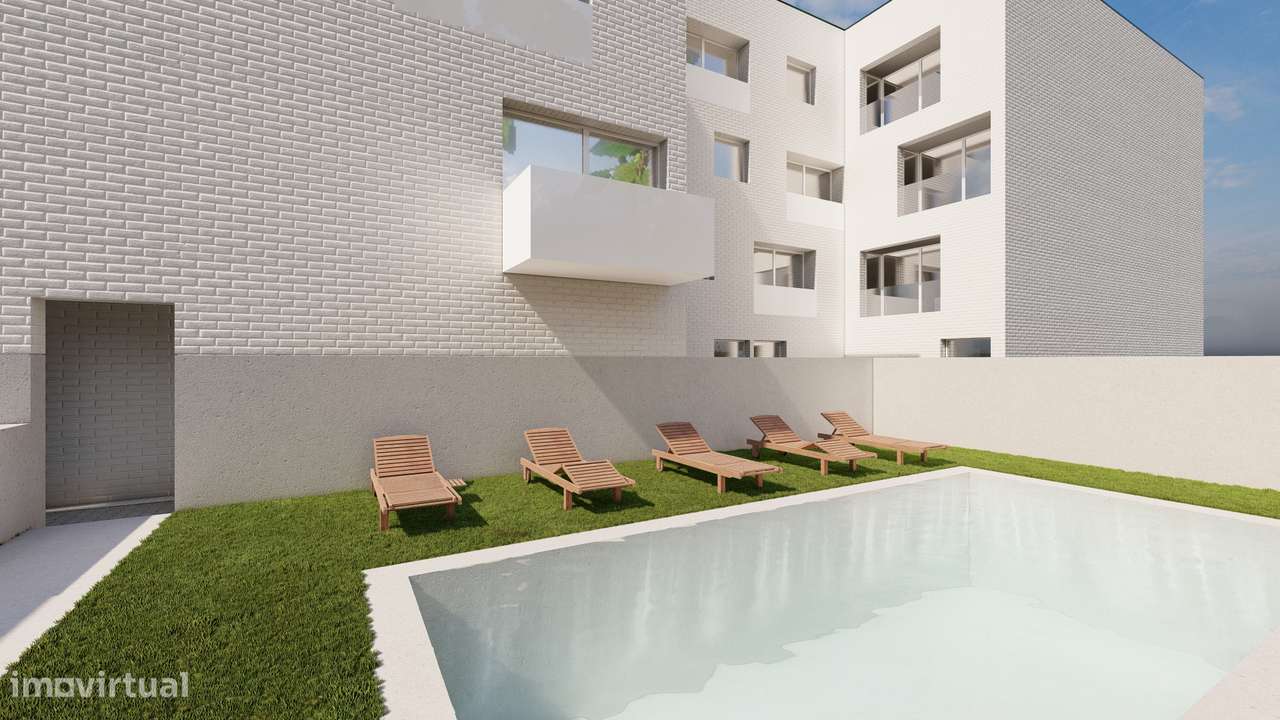 Apartamento T2 novo com piscina e garagem-54