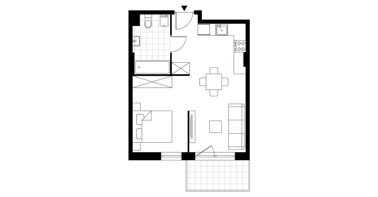 1-pokojowy apartament inwestycyjny 36m2 + balkon - Pełny obrazek: 3/8