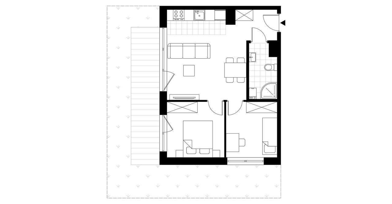 3-pokojowe mieszkanie 45m2 + ogródek Bezpośrednio - Pełny obrazek: 3/8