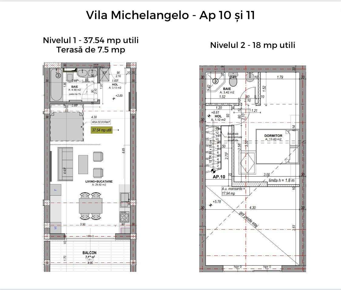 Penthouse 2 camere, 2 bai, mobilat complet, intabulat contoare montate-8