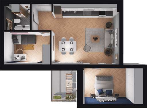 Stary Browar | mieszkanie 3-pok. | 2M6 - Pełny obrazek: 3/9