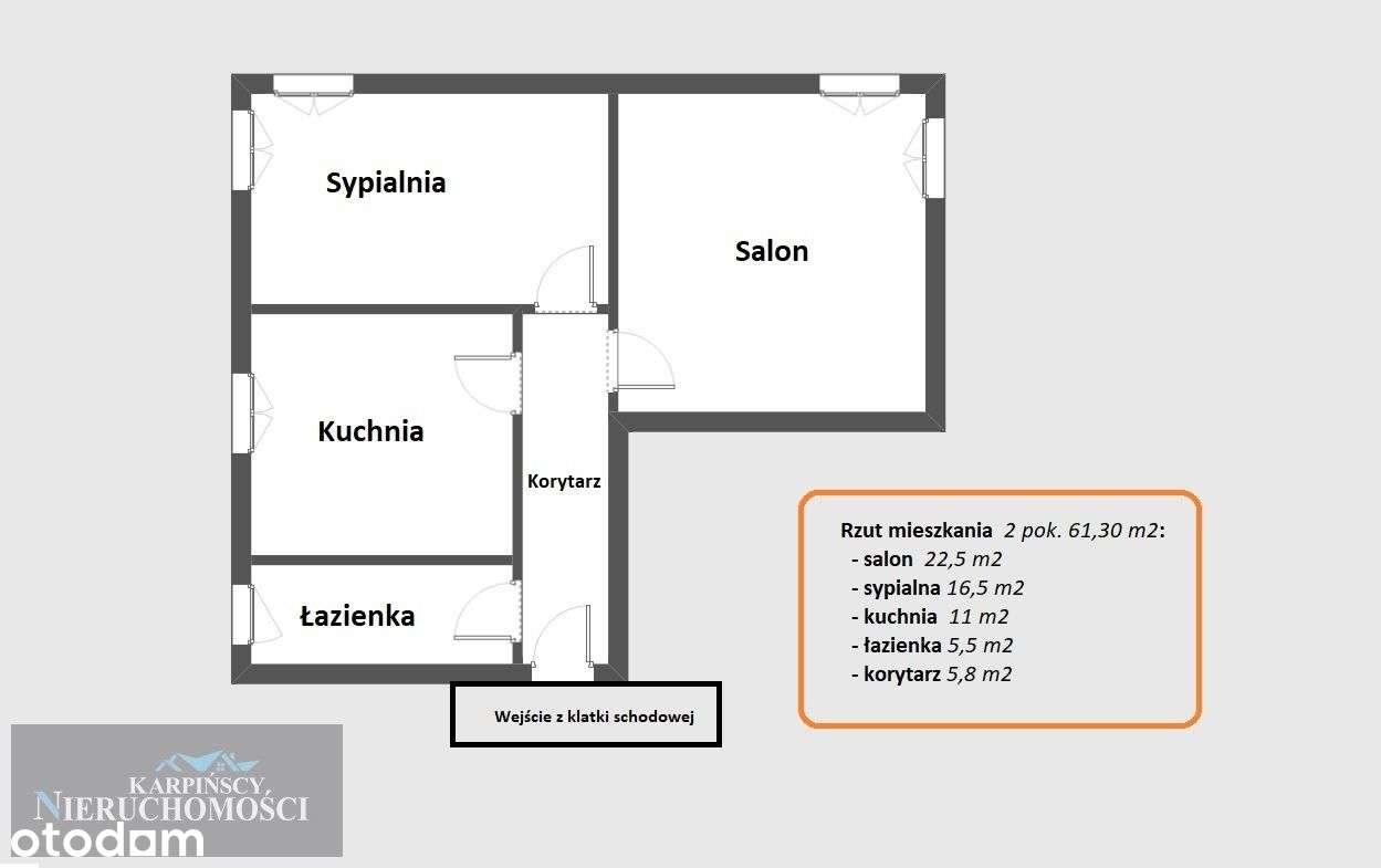 Mieszkanie 2 pok. 61,30 m2 ul.Kosciuszki.-12