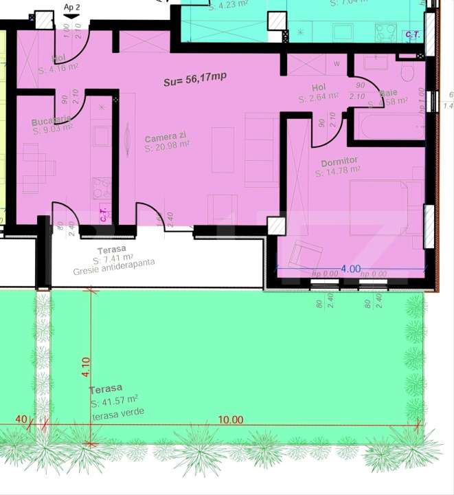 Apartament 2 Camere cu Terasa 49 mp | Zona Aradului | Parter — fotografia 1