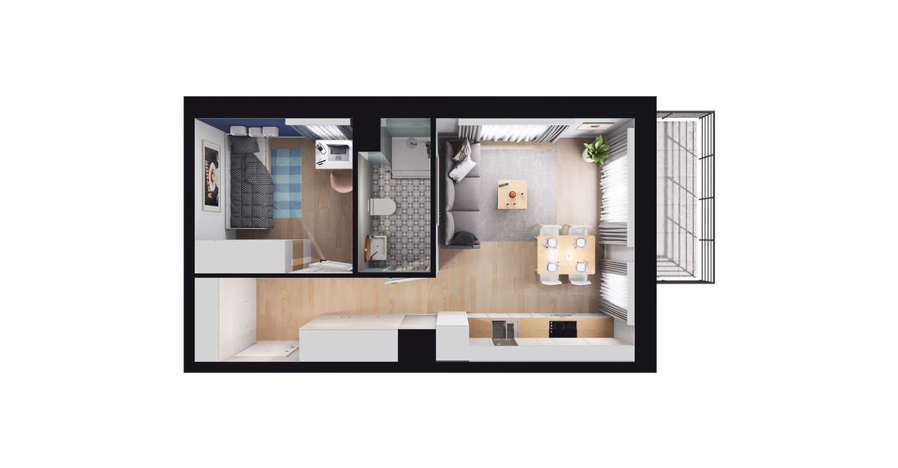 2-pokojowe mieszkanie 34m2 + balkon Bez Prowizji - Pełny obrazek: 2/8