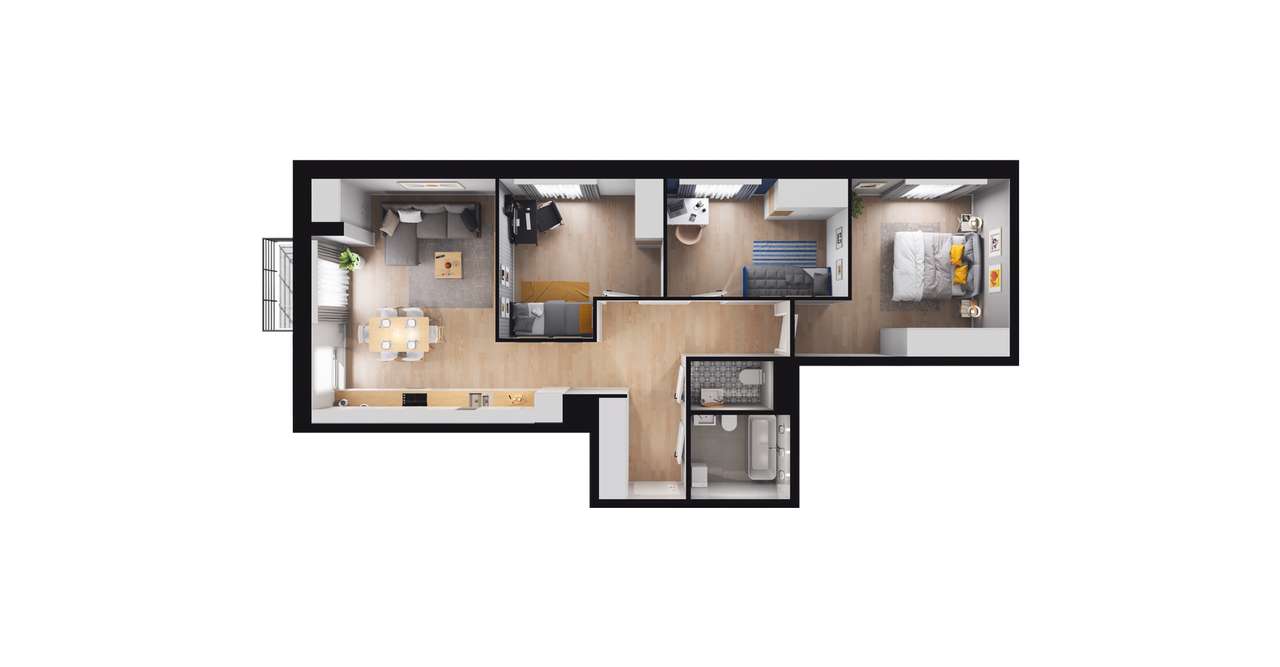 4-pokojowe mieszkanie 76m2 + balkon - Pełny obrazek: 2/7