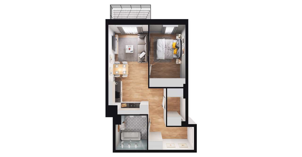 1-pokojowe mieszkanie 42m2 Bez Pośredników - Pełny obrazek: 2/8