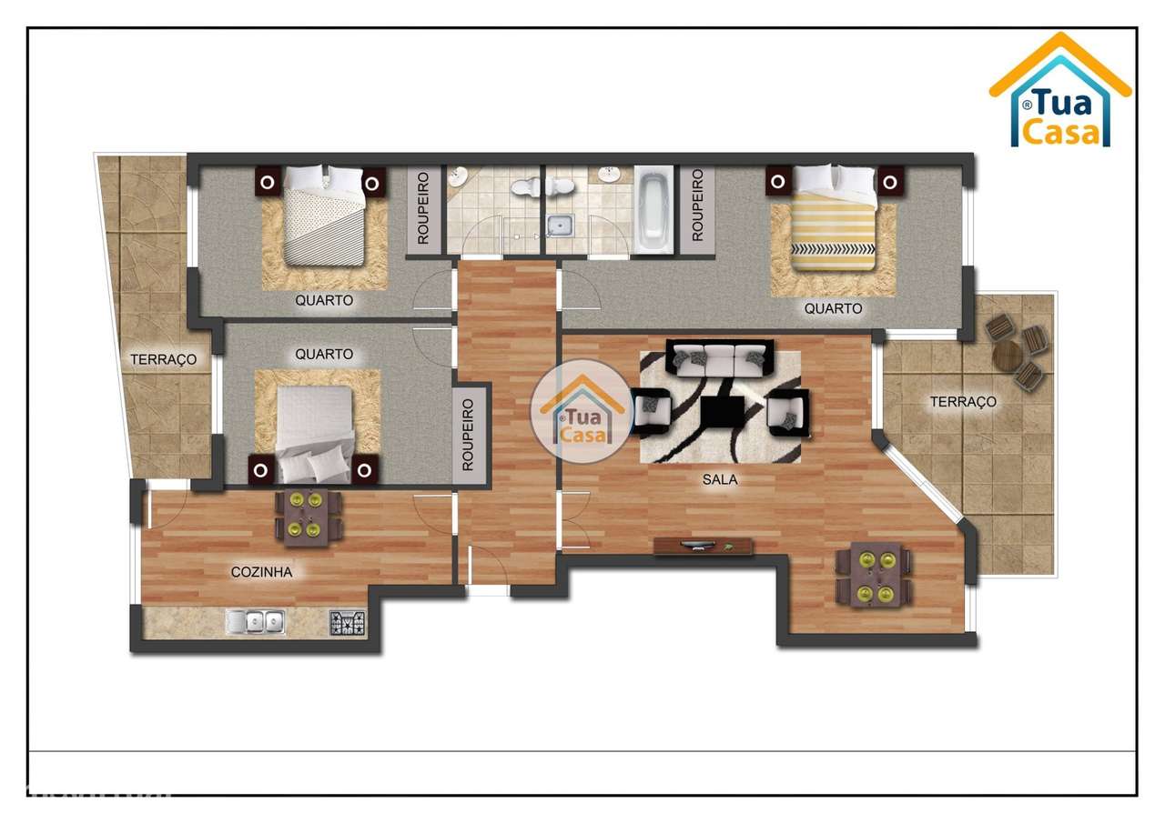 Apartamento T3 com Piscina e Parque Arborizado - Projeto - Grande imagem: 1/40