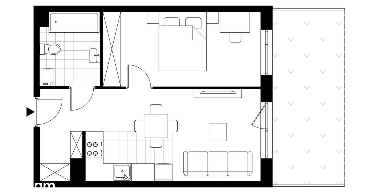 2-pokojowe mieszkanie 40m2 + ogródek Bezpośrednio - Pełny obrazek: 2/8