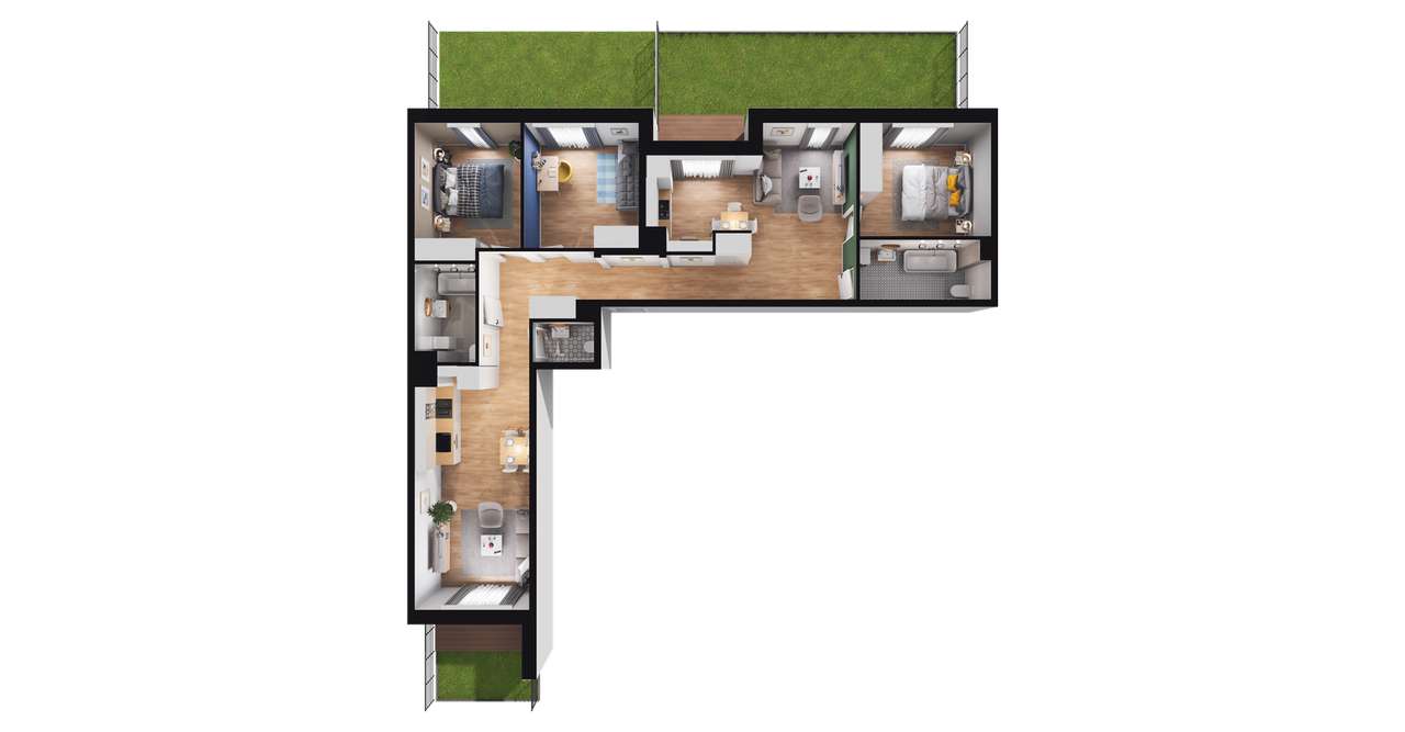 5-pokojowe mieszkanie 97m2 + 3 ogródki - Pełny obrazek: 2/6