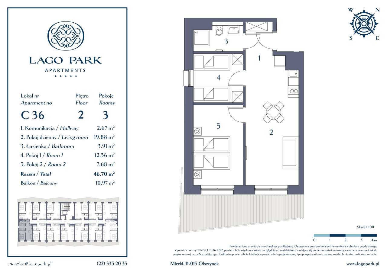 Lago Park Apartments | mieszkanie 3-pok. | C36 - Pełny obrazek: 2/7
