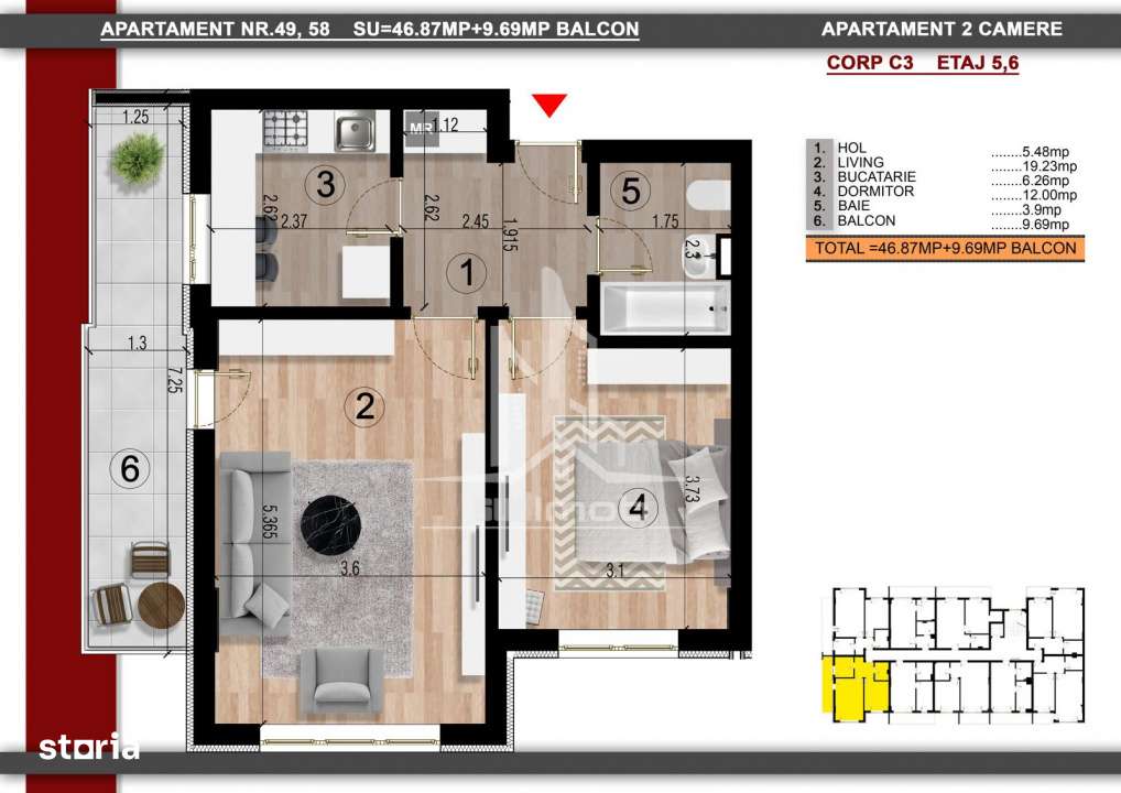 Metrou Berceni 2 camere decomandat. - Imagine principală: 2/10