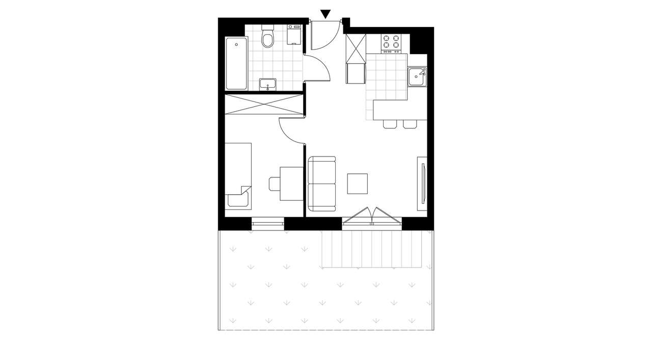 2-pokojowe mieszkanie 33m2 + taras Bezpośrednio - Pełny obrazek: 3/8