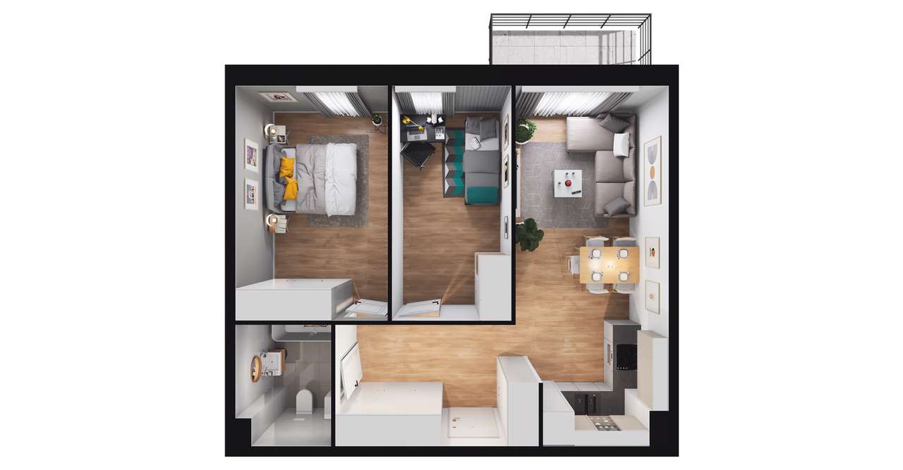 2-pokojowe mieszkanie 53m2 + balkon Bez Prowizji - Pełny obrazek: 2/8