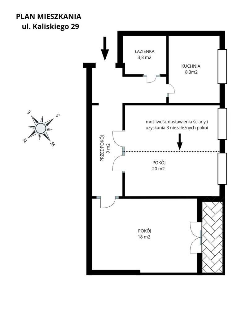 Jasne, wysokie 2 lub 3 pokoje, klimat kamienicy-12