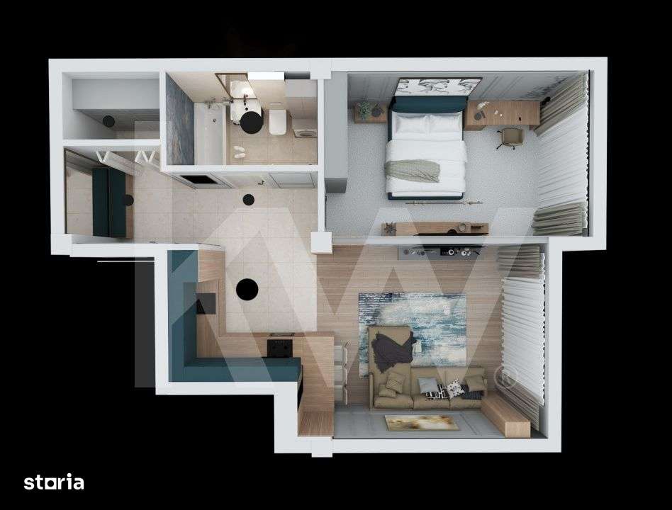 Apartament 2 camere 61,34 mp - Imagine principală: 1/8