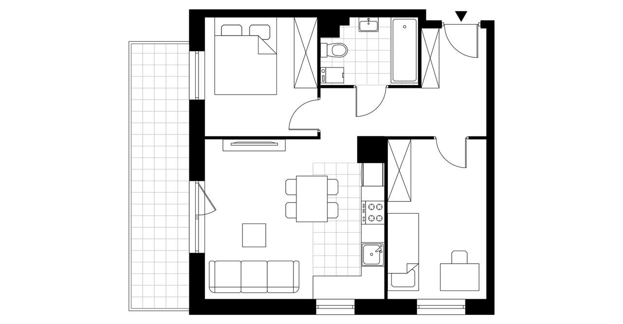 3-pokojowy apartament inwestycyjny 49m2 + balkon - Pełny obrazek: 3/8