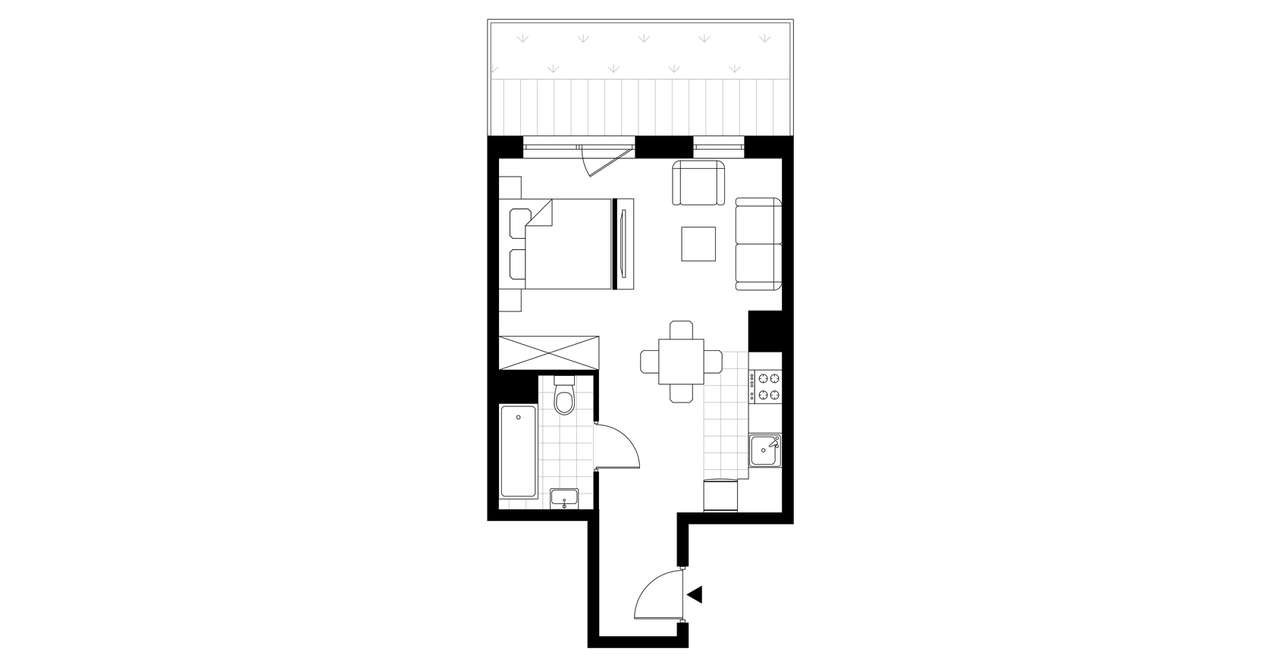1-pokojowe mieszkanie 32m2 + ogródek - Pełny obrazek: 3/8