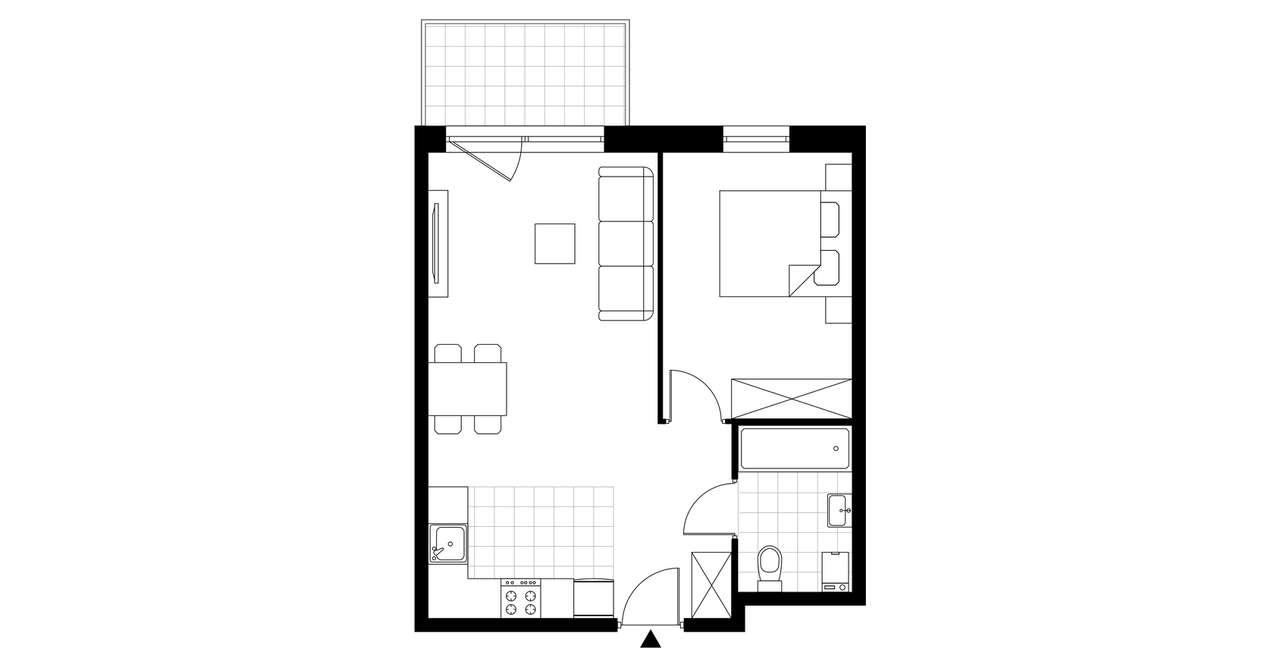2-pokojowe mieszkanie 42m2 + balkon - Pełny obrazek: 4/9
