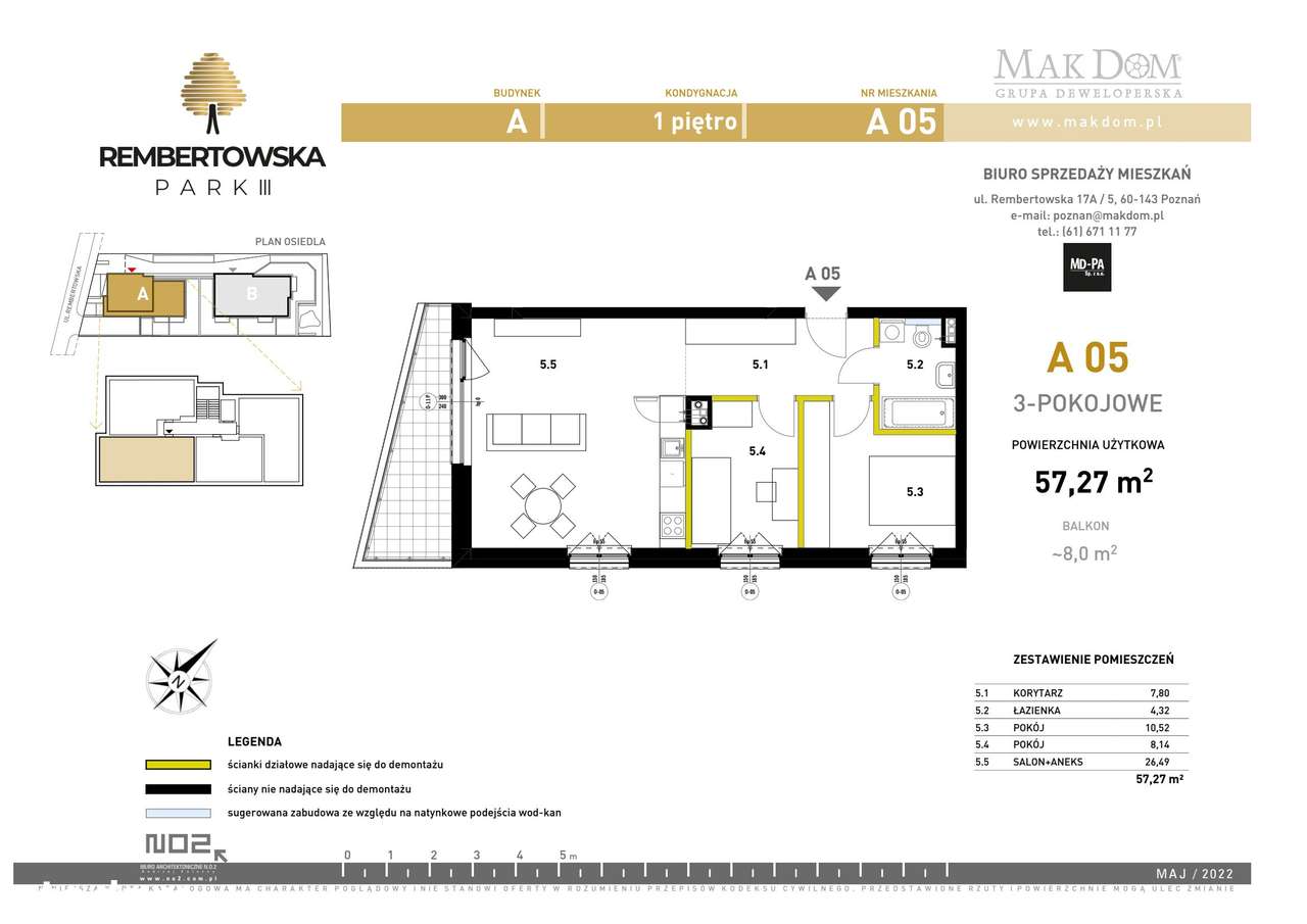 Rembertowska | Przy Parku | 3-pok. | 1 piętro | A5-gotowe! PROMOCJA - Pełny obrazek: 5/10