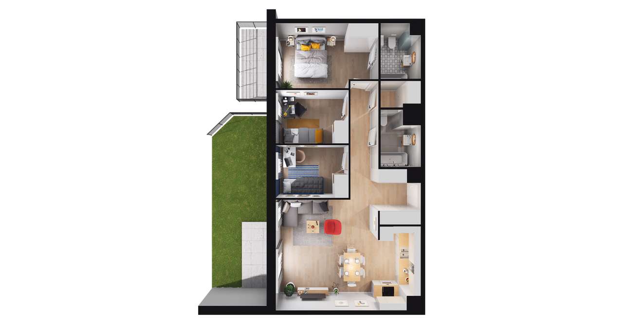 4-pokojowe mieszkanie 75m2 + ogródek Bezpośrednio - Pełny obrazek: 2/8