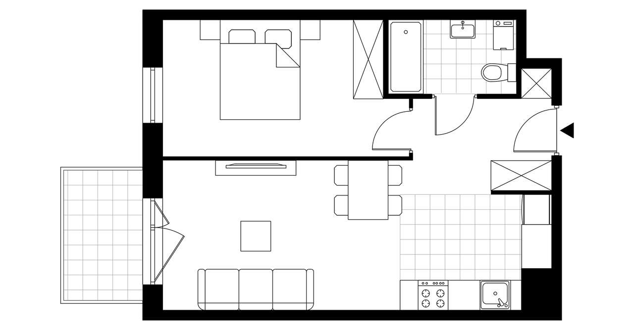 2-pokojowe mieszkanie 42m2 + balkon Bezpośrednio - Pełny obrazek: 3/8