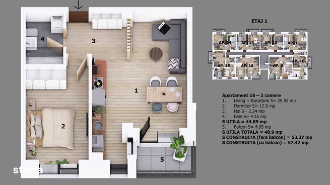 Apartament 2 camere | 47mp | Ion Creanga/ Nichita Stanescu | Odaile |-2