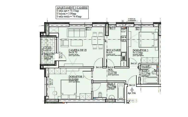 3 camere | Pallady - Titan | IULIE 2026 | nou | premium - Imagine principală: 2/4