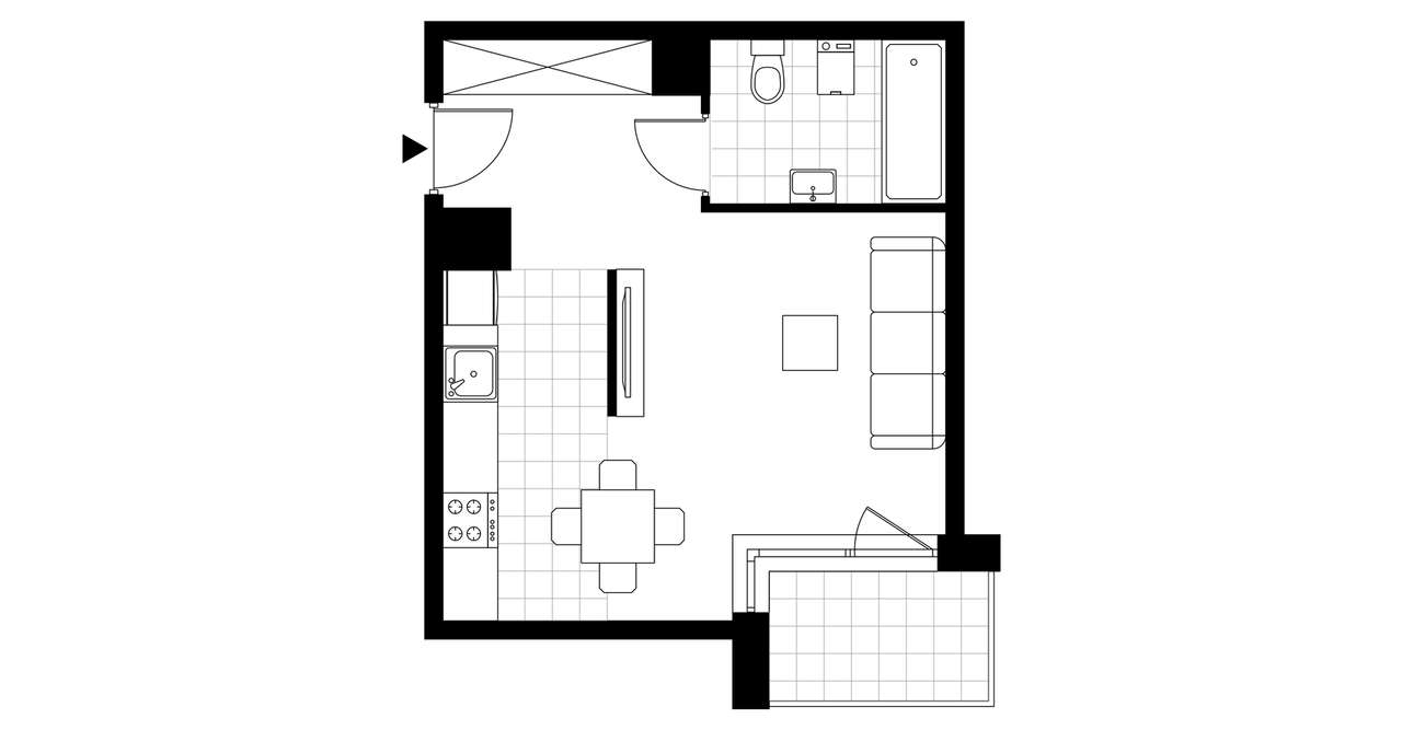1-pokojowe mieszkanie 31m2 + balkon - Pełny obrazek: 3/8