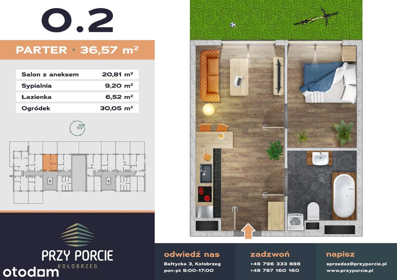 Przy Porcie - etap II | mieszkanie 2-pok. | M0.2 - Pełny obrazek: 1/7