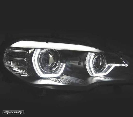 FARÓIS LED AFS PARA BMW X5 E70 07-13 OEM XENON ANGEL EYES 3D PRETO AFS - 3