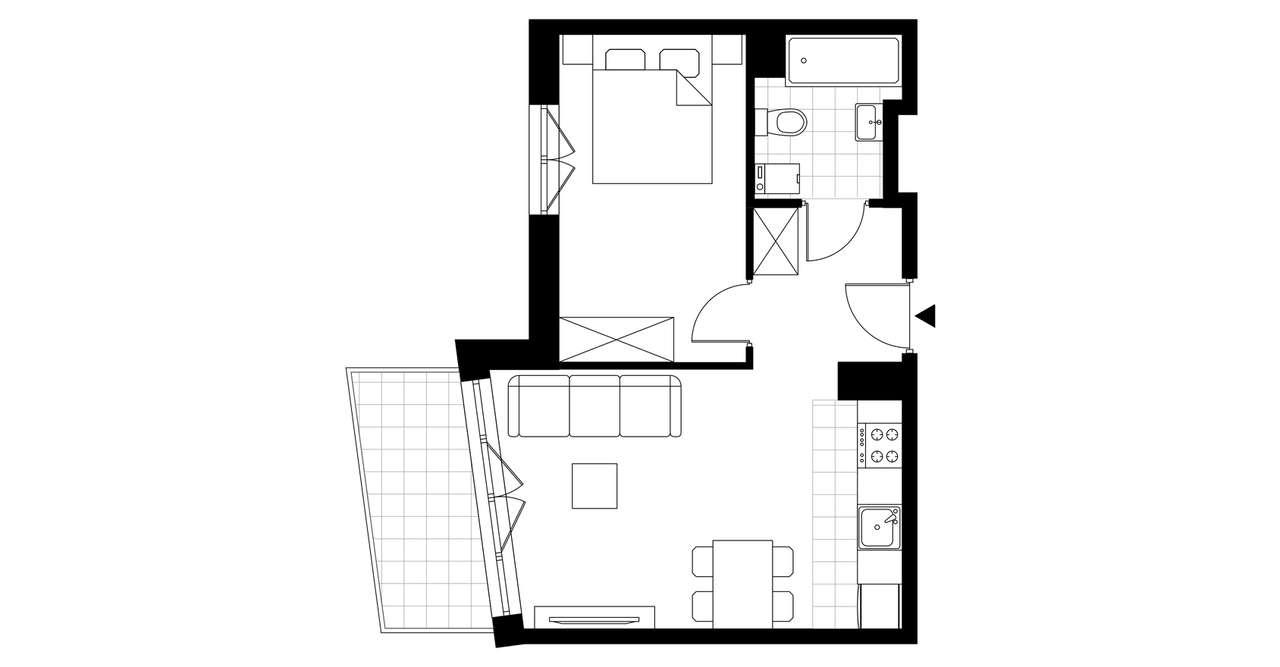 2-pokojowe mieszkanie 36m2 + balkon - Pełny obrazek: 3/8
