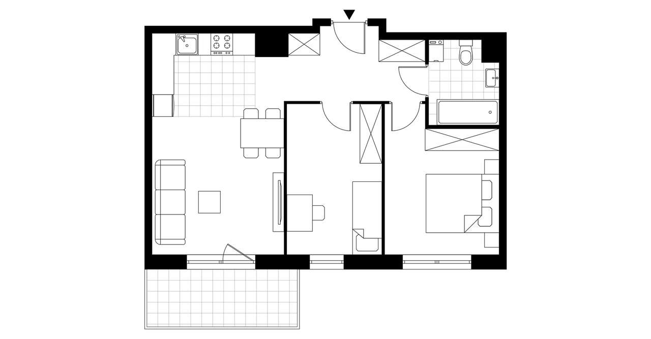 3-pokojowe mieszkanie 57m2 + balkon - Pełny obrazek: 3/8