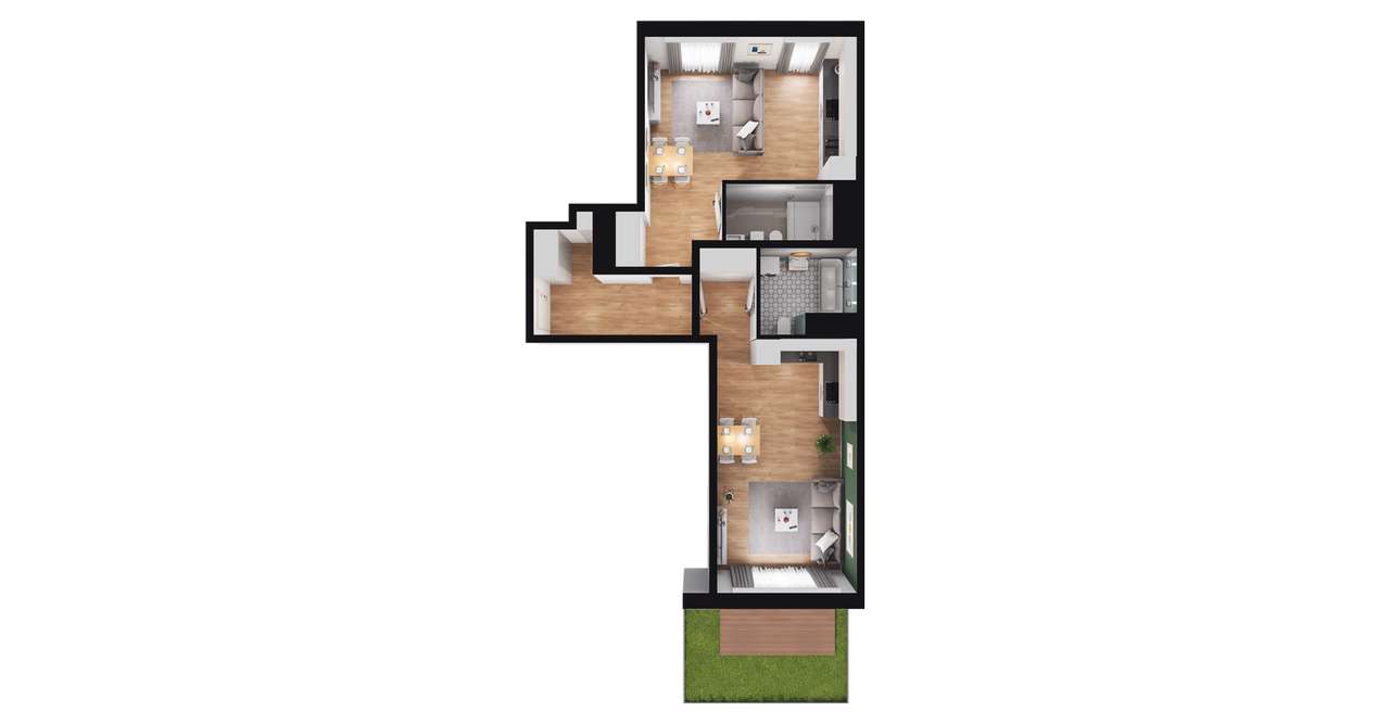 2-pokojowy apartament inwestycyjny 65m2 + ogródek - Pełny obrazek: 2/8