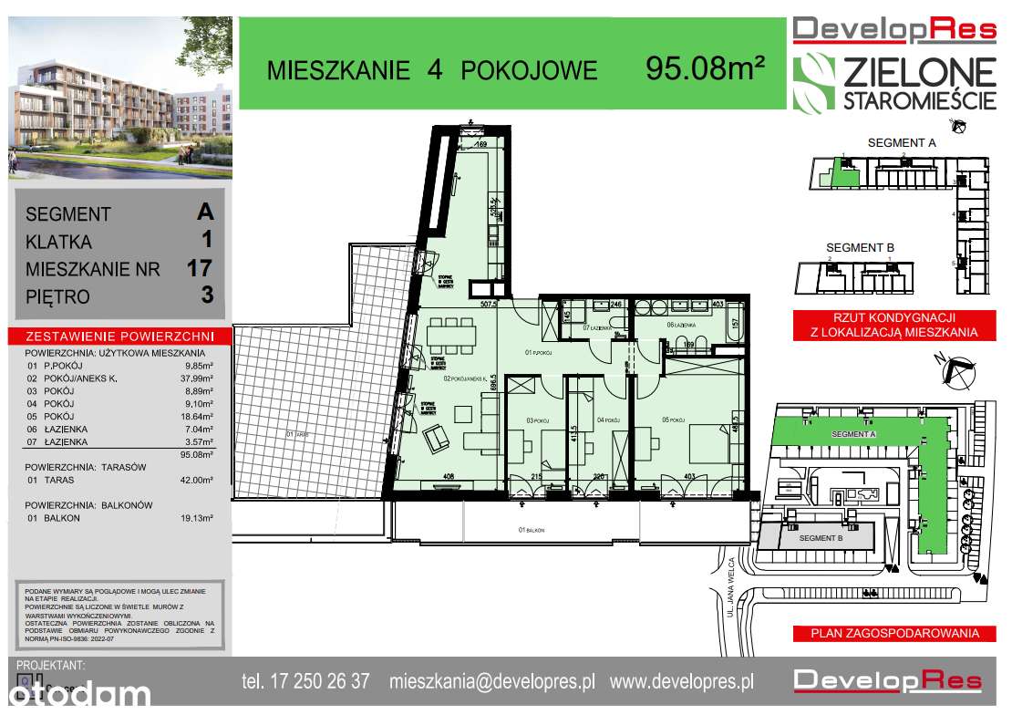 Apartament 95 m² z tarasem 42 m² - Zielone Staromieście