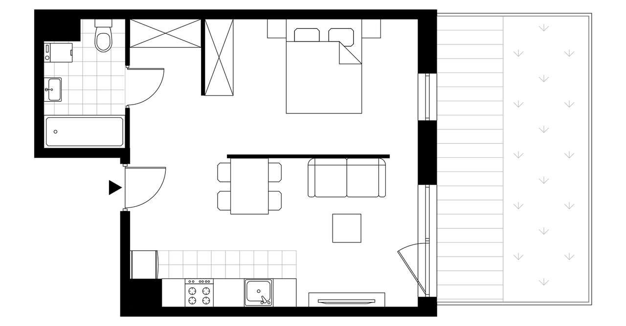 1-pokojowe mieszkanie 40m2 + ogródek - Pełny obrazek: 3/8