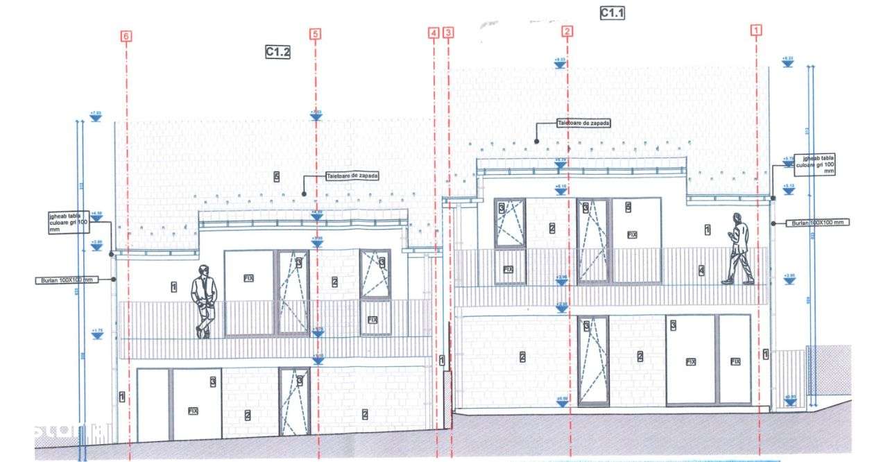 Proiect autorizat 4 duplexuri (8 unitati) – teren intravilan 2700 mp - Imagine principală: 2/4