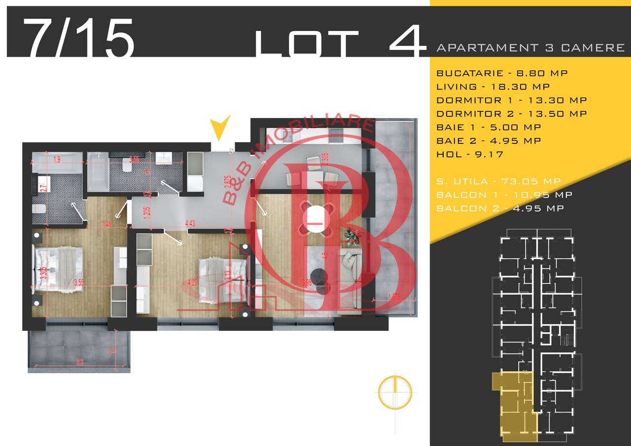 3 camere decomandat Titan Pallady Metrou Nicolae Teclu
