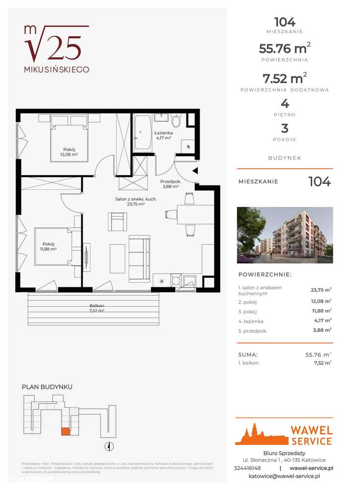 3-pokojowe mieszkanie 55m2 + balkon Bezpośrednio - Pełny obrazek: 2/9