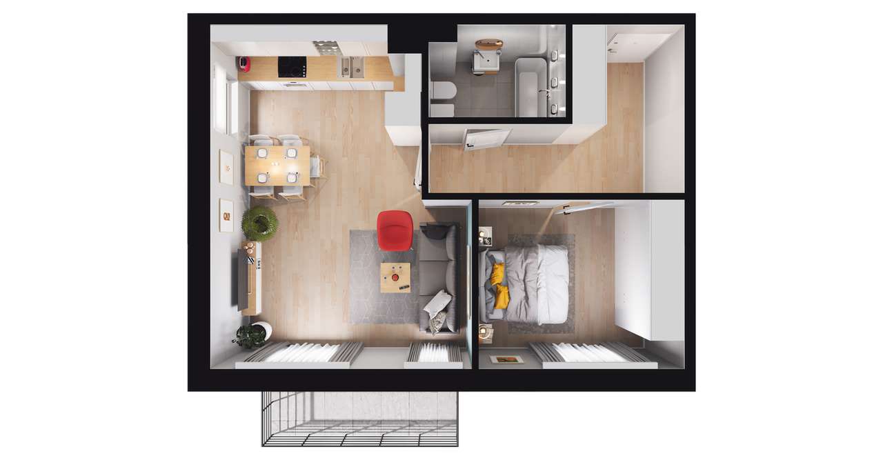 Apartamenty Liściasta | mieszkanie 2-pok. | 44 - Pełny obrazek: 3/7