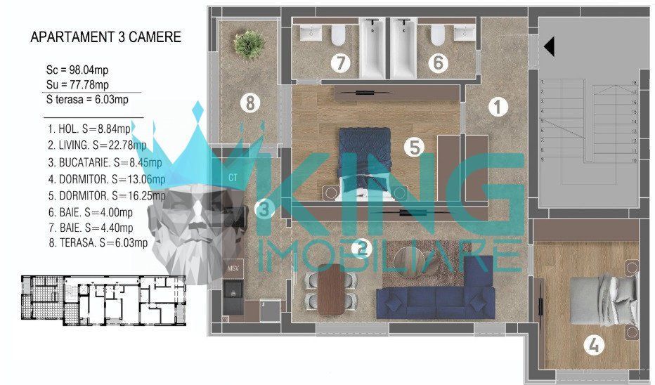 Cavar Residence-Dealul Cucului | 3 camere | 2 bai | etaj 2 | Comision