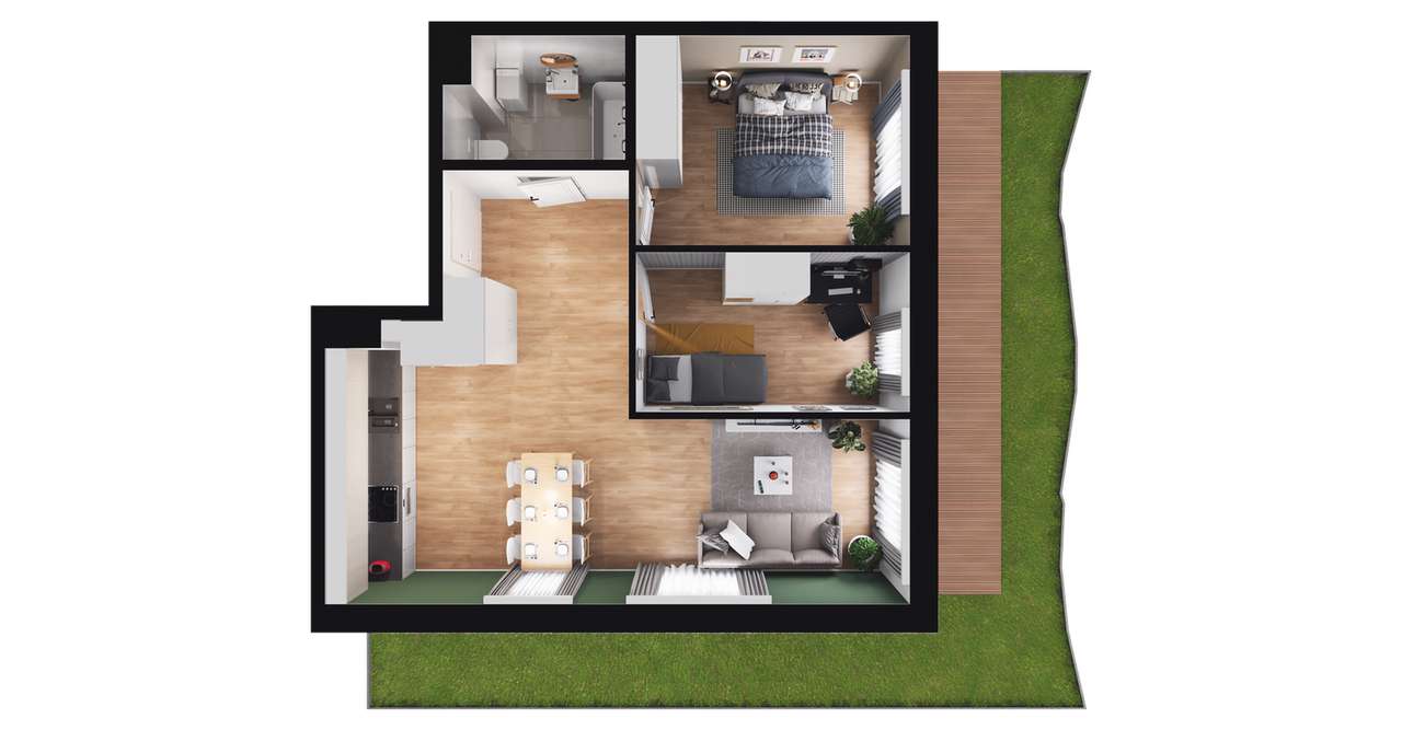 3-pokojowe mieszkanie 56m2 + ogródek Bez Prowizji - Pełny obrazek: 2/8