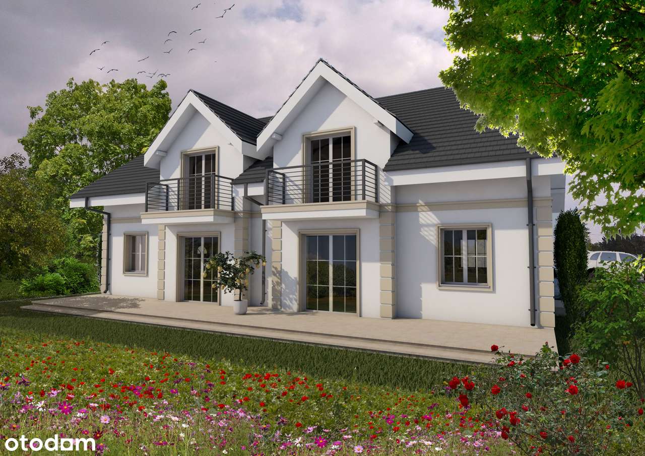 Nowoczesny bliźniak z dużym ogrodem | Komorniki | pompa ciepła |-0