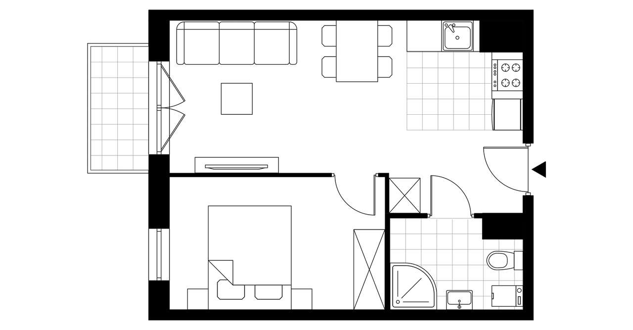 2-pokojowe mieszkanie 36m2 + balkon - Pełny obrazek: 3/6