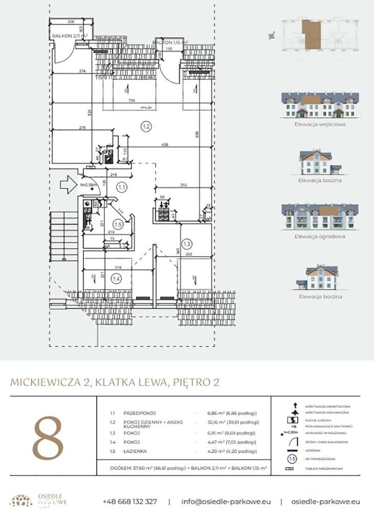 Nowe mieszkanie 57,60m2 + balkon 2.11m2 + 1,15m2, Słońsk - Pełny obrazek: 4/20