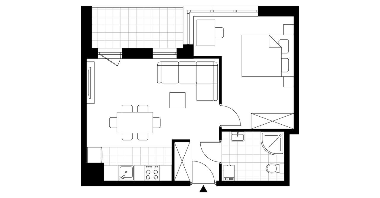2-pokojowe mieszkanie 41m2 + loggia Bezpośrednio - Pełny obrazek: 3/8