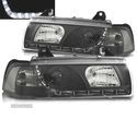 FARÓIS COM LUZ DIURNA LED PARA BMW E36 4PORTAS 90-99 FUNDO PRETO - 3