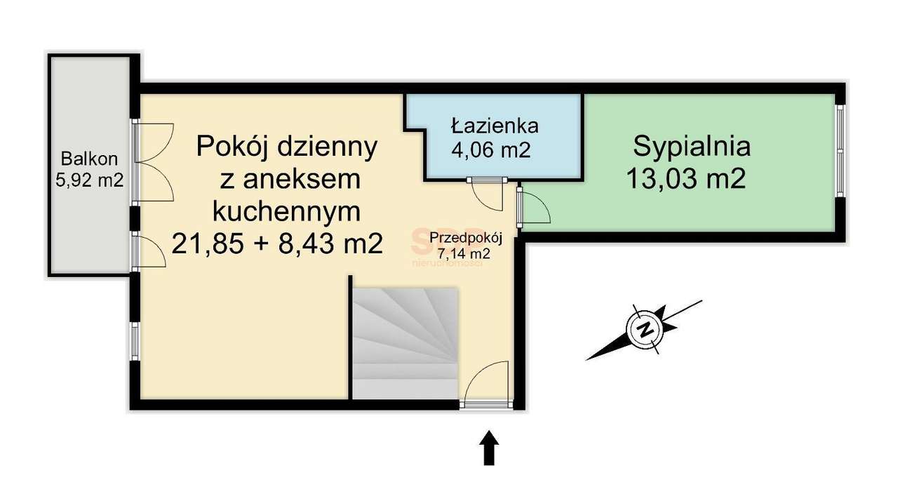 3 pokoje z dużym balkonem,   z miejscem postojowym - Pełny obrazek: 5/14