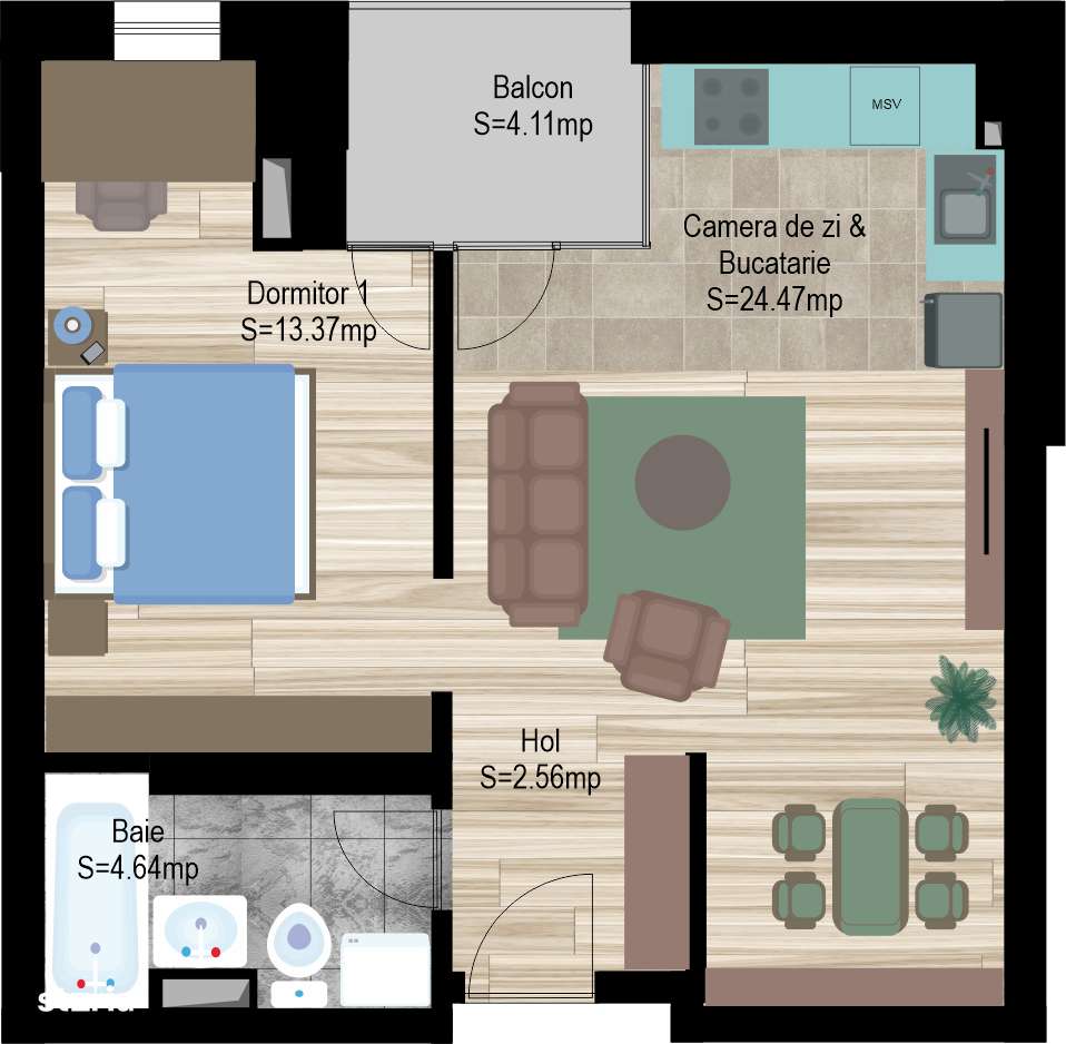 Apartament la Cheie în Complexul Avanera Bacău Model S1 - Imagine principală: 4/9