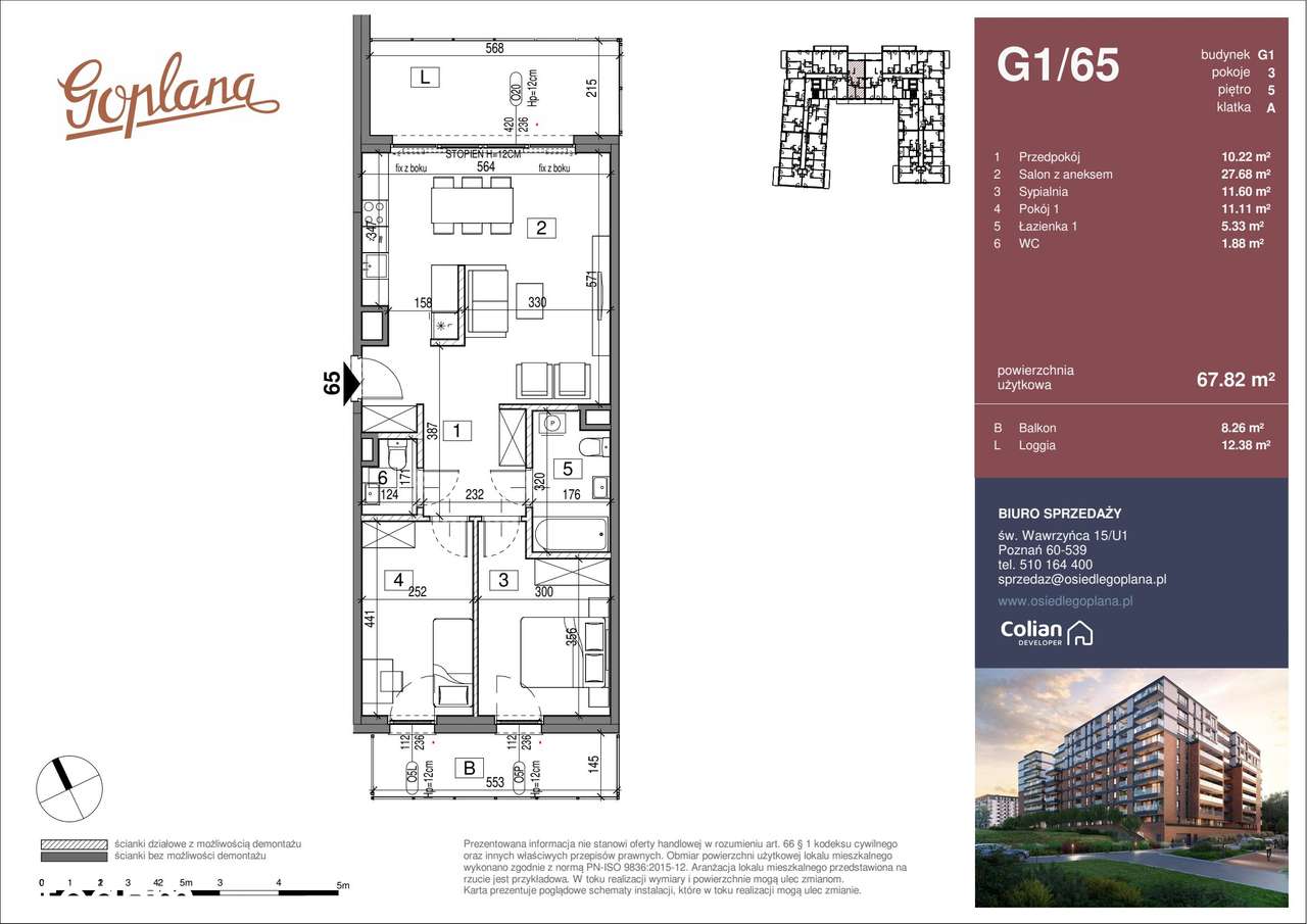 Osiedle Goplana | mieszkanie 3-pok. | G1/65 - Pełny obrazek: 1/6